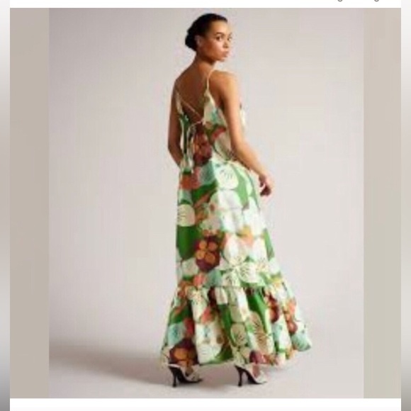 TED BAKER • STUNNING “Dulina” Green Floral Maxi Dress •Size 6 - Picture 13 of 14